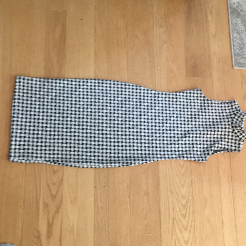 Long black and white checker dress
